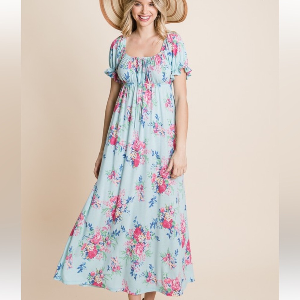 Mint Floral Maxi Dress